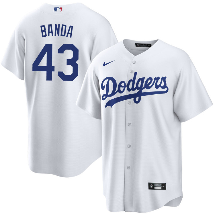 Men's Los Angeles Dodgers #43 Anthony Banda Nike Home White Cool Base Stitched Baseball Jersey