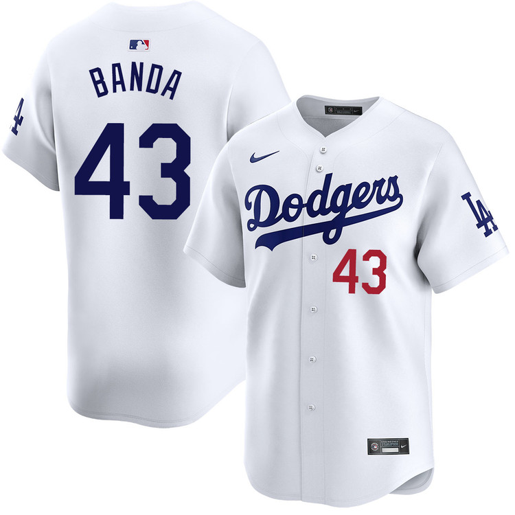 Men's Los Angeles Dodgers #43 Anthony Banda Nike Home White Limited Stitched Baseball Jersey