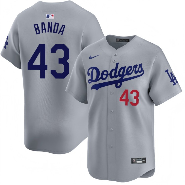 Men's Los Angeles Dodgers #43 Anthony Banda Nike Alternate Road Gray Limited Stitched Baseball Jersey