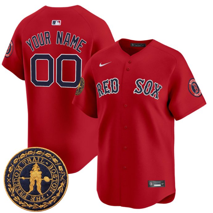 Custom Boston Red Sox Jersey Name, Number Freedom Trail Patch Vapor Premier Limited Stitched Red