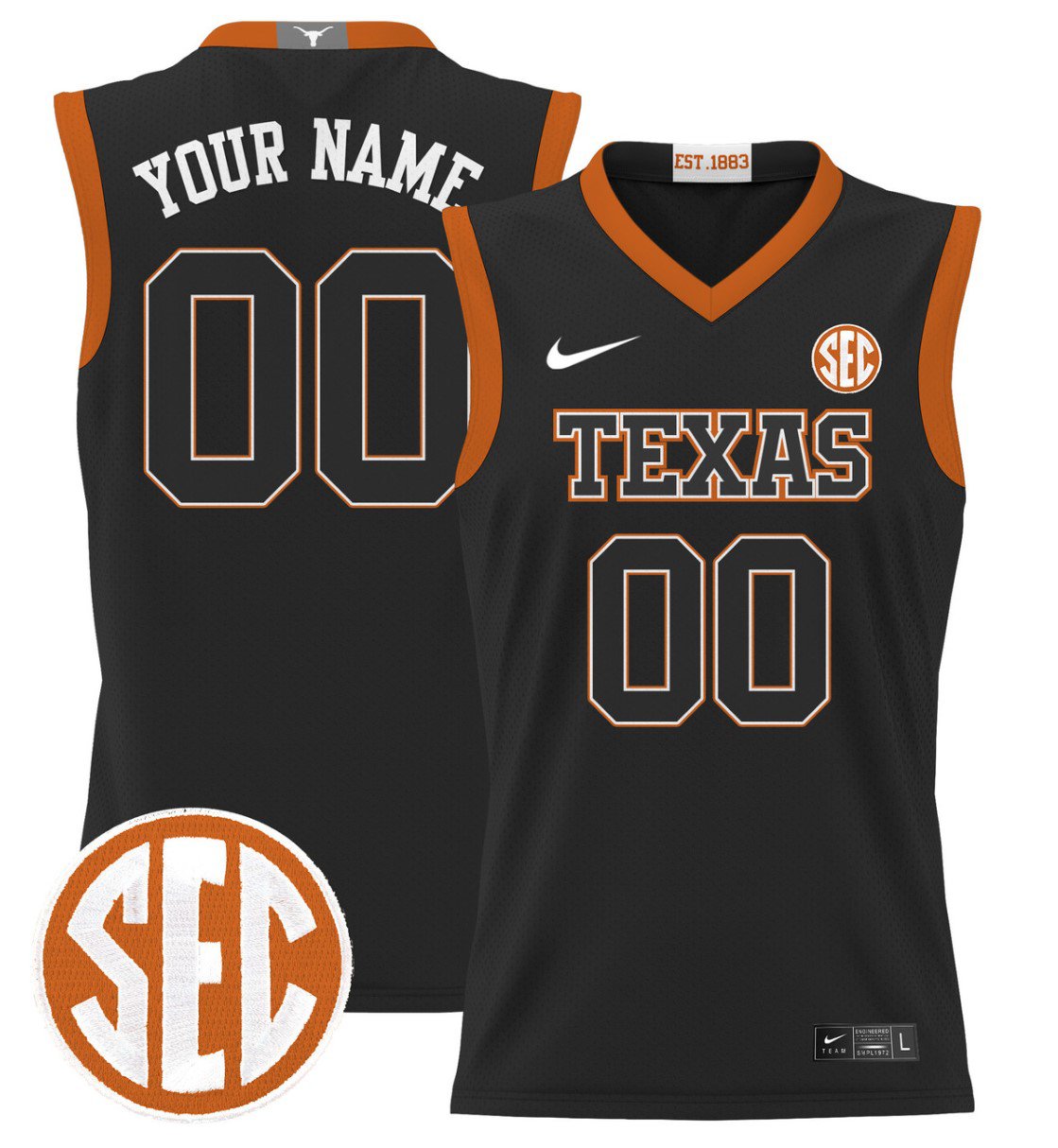 Custom Texas Longhorns Jersey 2024 Lightweight Basketball Black Custom Texas Longhorns Jersey 2024 Lightweight Basketball Black