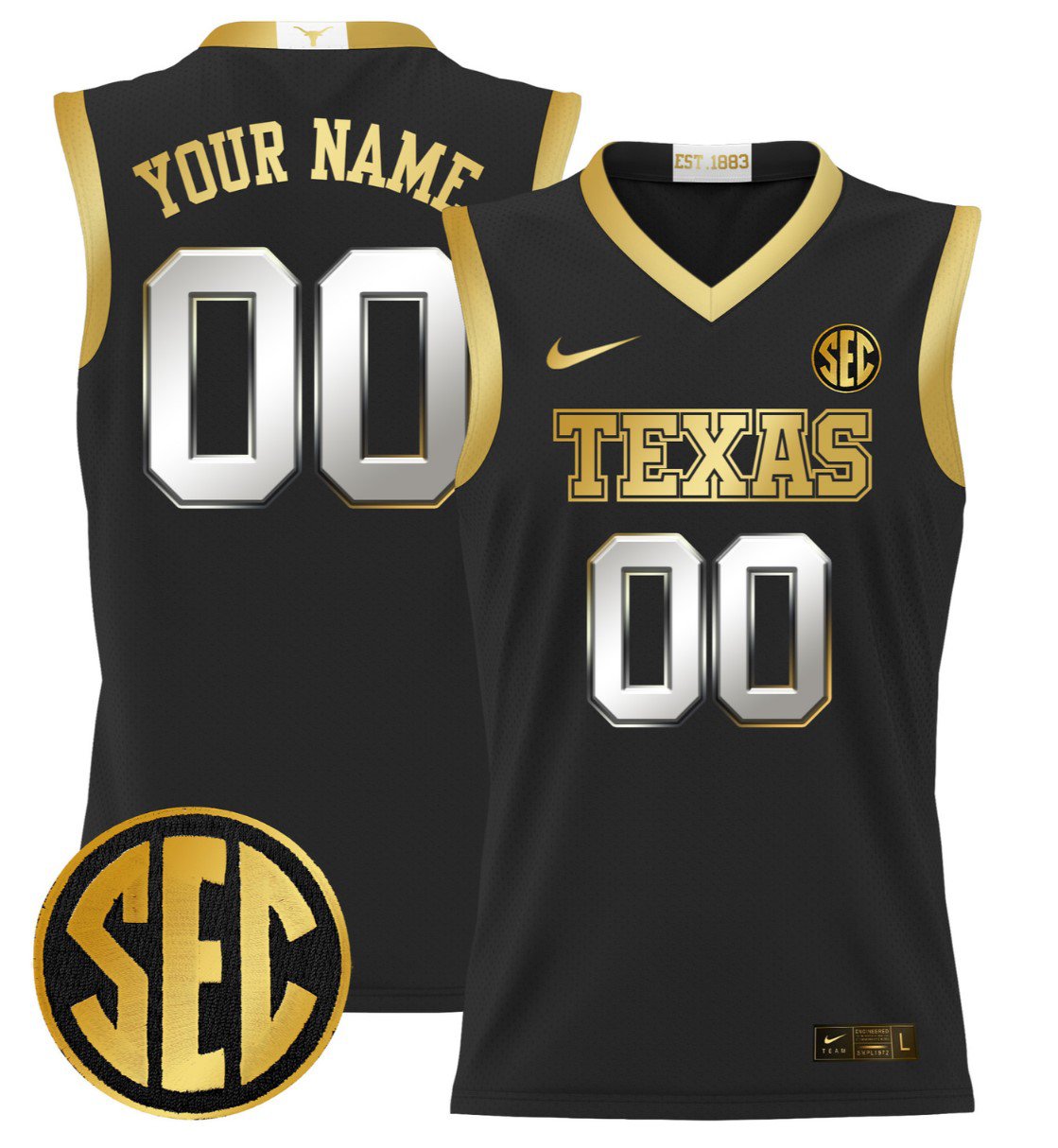Custom Texas Longhorns Jersey 2024 Lightweight Basketball Black Gold Custom Texas Longhorns Jersey 2024 Lightweight Basketball Black Gold