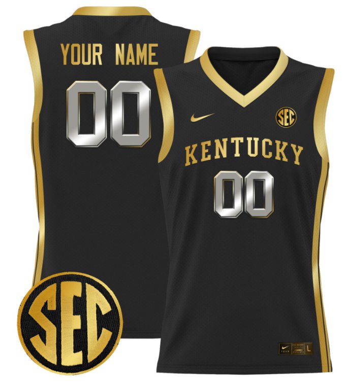 Custom Kentucky Wildcats Jersey Name, Number Lightweight Basketball Black Gold