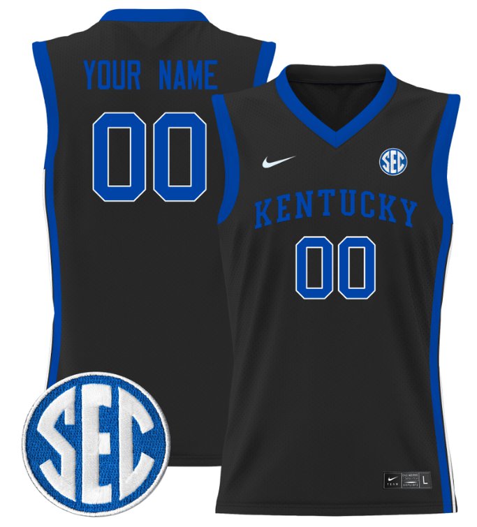 Custom Kentucky Wildcats Jersey Name, Number Lightweight Basketball Black