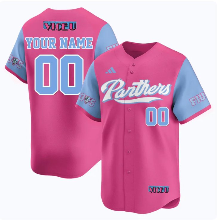Custom FIU Panthers College Baseball Jersey adidas 2025 Vice U Stitched Pink Custom FIU Panthers College Baseball Jersey adidas 2025 Vice U Stitched Pink