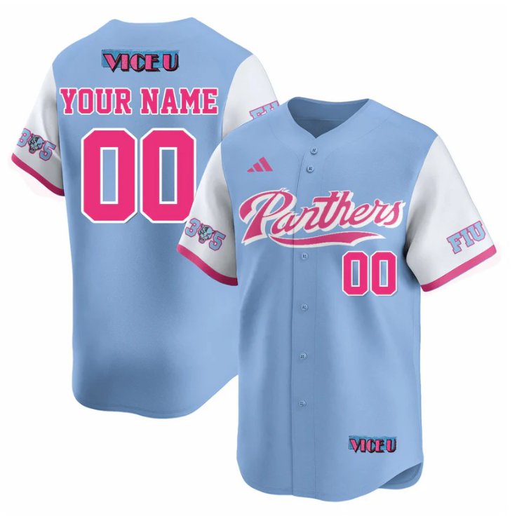 Custom FIU Panthers College Baseball Jersey adidas 2025 Vice U Stitched Blue Custom FIU Panthers College Baseball Jersey adidas 2025 Vice U Stitched Blue