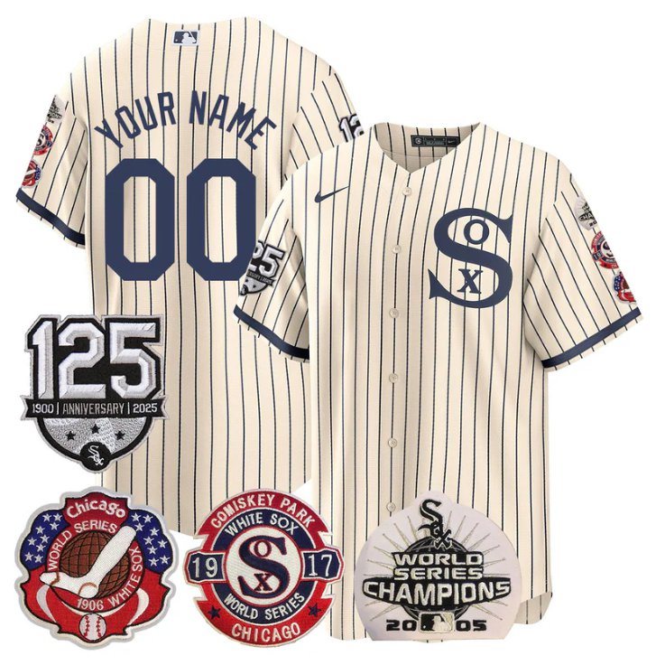 Custom Chicago White Sox Jersey 125th Anniversary World Series Champions Stitched Field Of Dream