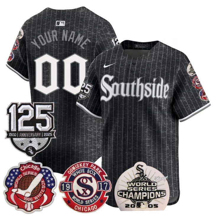 Custom Chicago White Sox Jersey 125th Anniversary World Series Champions Stitched City Connect