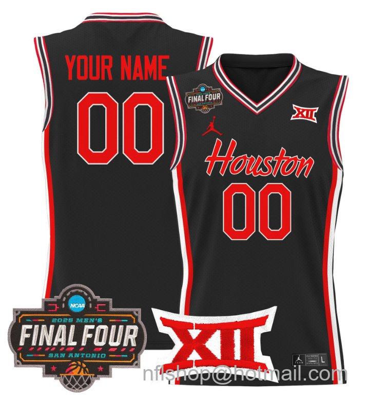 Custom Houston Cougars Jersey 2025 Final Four Patch Basketball Stitched Black