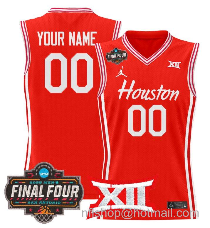 Custom Houston Cougars Jersey 2025 Final Four Patch Basketball Stitched Red