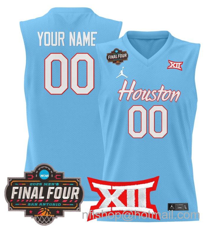 Custom Houston Cougars Jersey 2025 Final Four Patch Basketball Stitched Blue