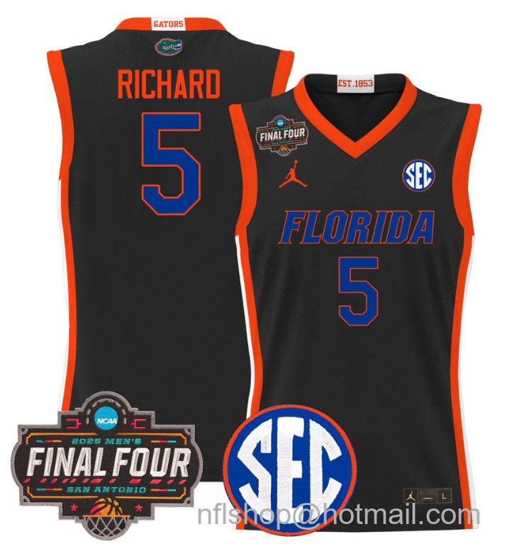 Men's Will Richard Jersey #5 Florida Gators 2025 Final Four Patch Stitched Black