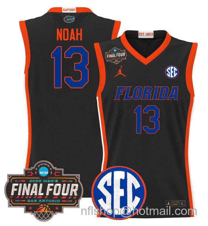 Men's Joakim Noah Jersey #13 Florida Gators 2025 Final Four Patch Stitched Black