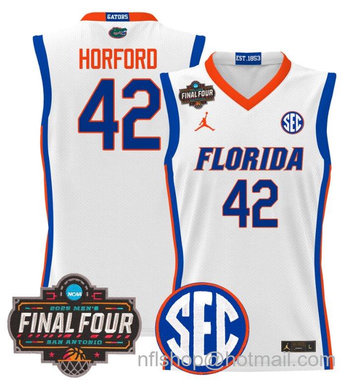Men's Al Horford Jersey #42 Florida Gators 2025 Final Four Patch Stitched White