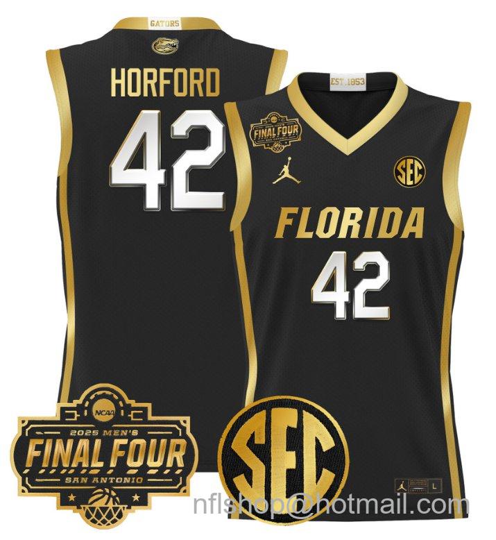Men's Al Horford Jersey #42 Florida Gators 2025 Final Four Patch Stitched Black Gold