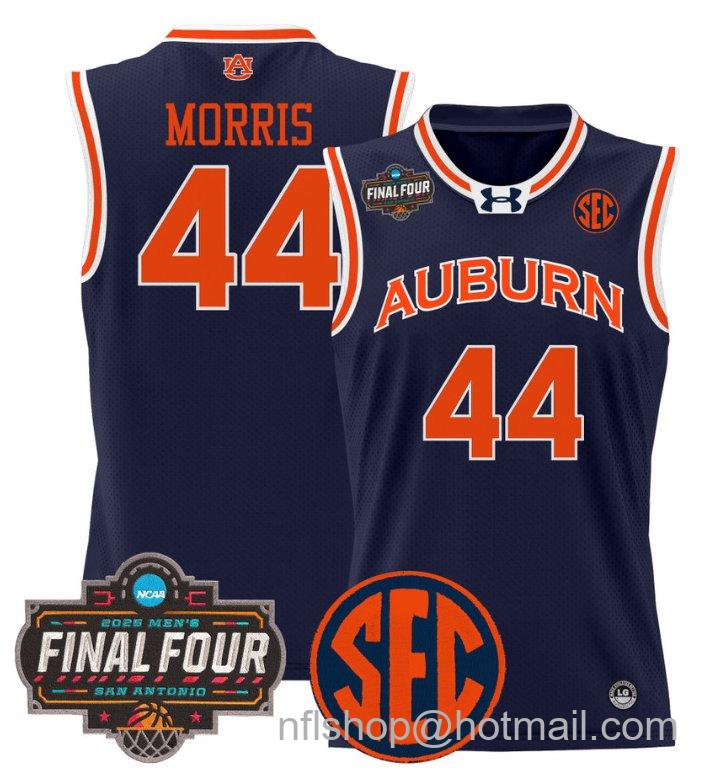 Men's Chris Morris Jersey #44 Auburn Tigers 2025 Final Four Patch Stitched Navy