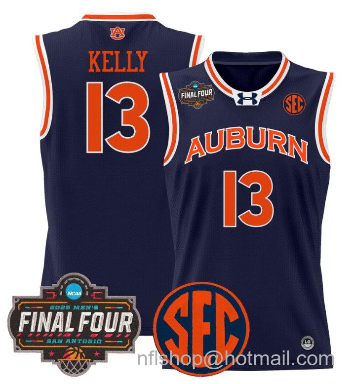 Men's Miles Kelly Jersey #13 Auburn Tigers 2025 Final Four Patch Stitched Navy