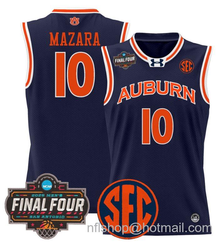 Men's Baker-Mazara Jersey #10 Auburn Tigers 2025 Final Four Patch Stitched Navy