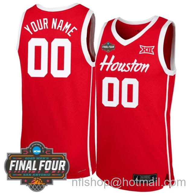 Custom Houston Cougars NCAA 2025 Final Four Stitched Basketball Jersey Red