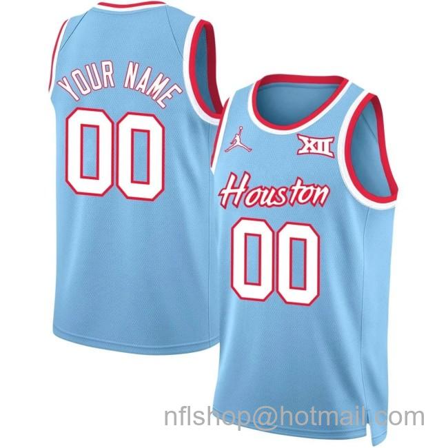 Custom Houston Cougars NCAA Basketball Stitched Jersey Blue