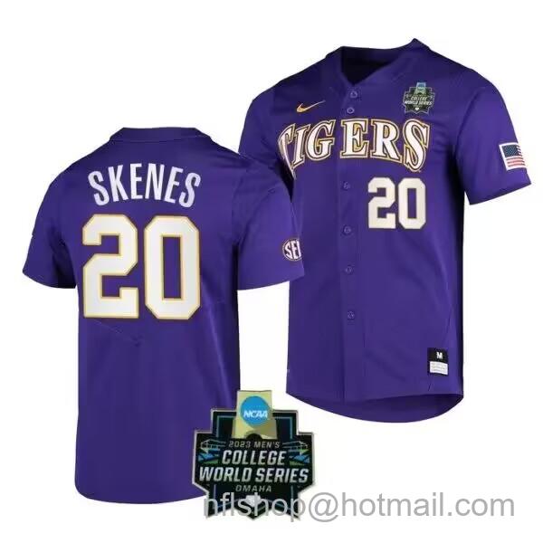 Men's LSU Tigers Active Player Custom Purple With Patch Limited Stitched Baseball Jersey