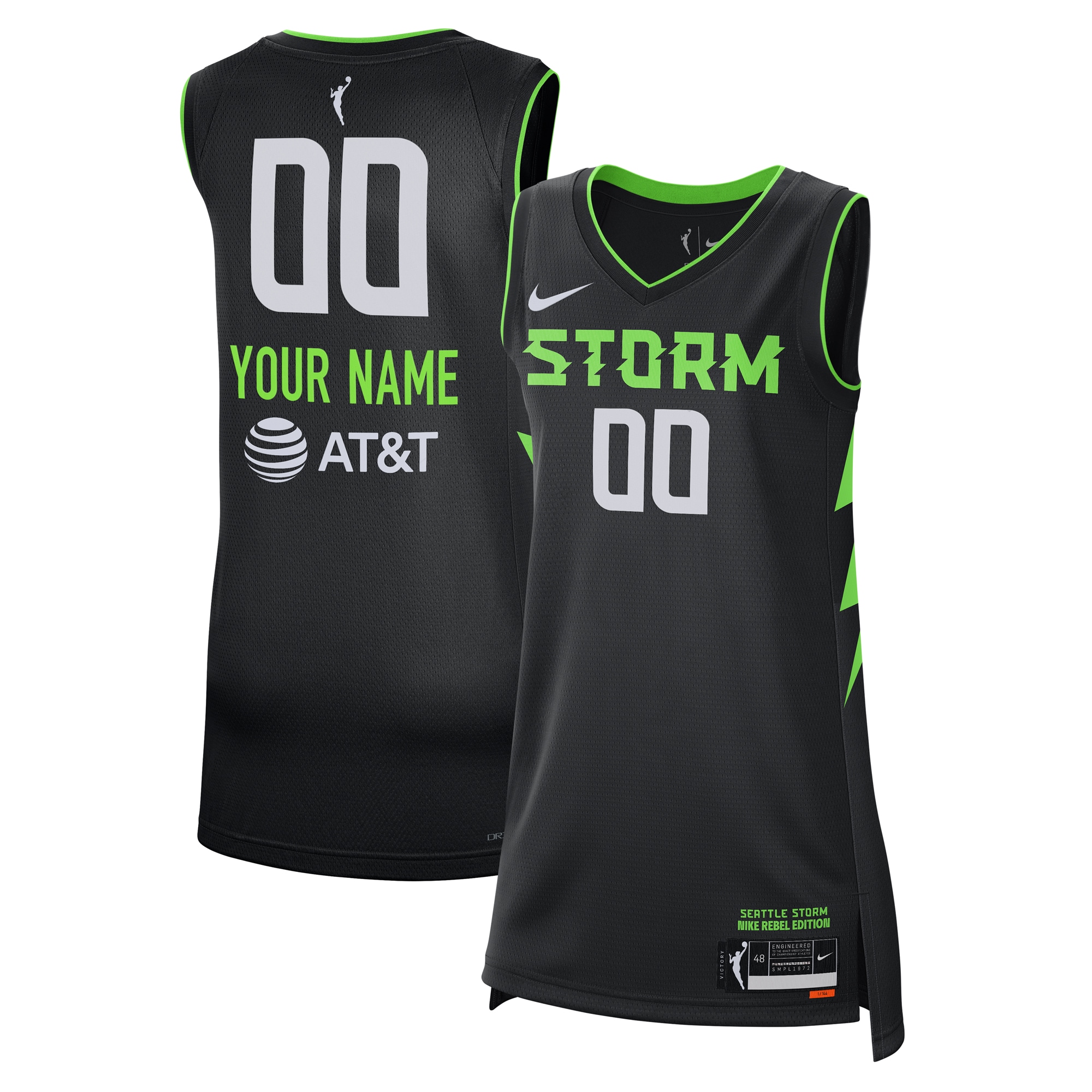 Unisex Seattle Storm Custom Nike Black 2024 Rebel Edition Stitched Stitched Jersey