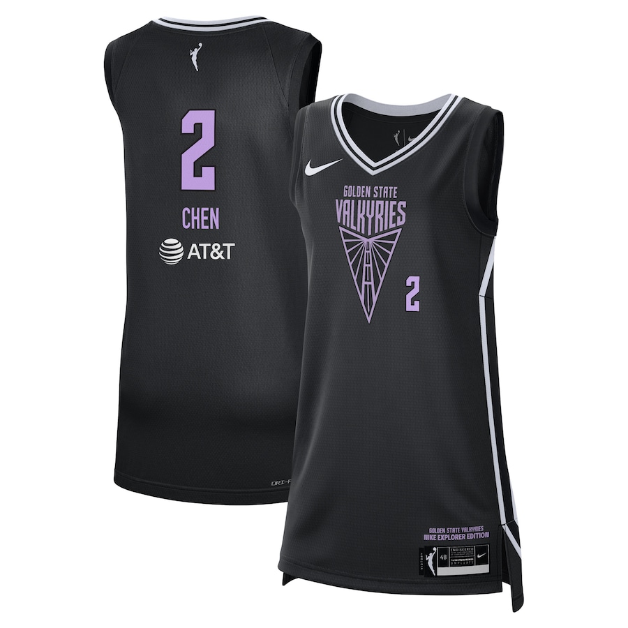 Unisex Golden State Valkyries #2 Kaitlyn Chen Black Nike 2025 WNBA Draft Explorer Edition Victory Stitched Jersey