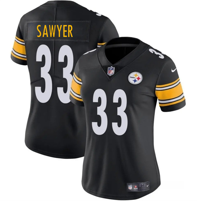 Women's Pittsburgh Steelers #33 Jack Sawyer Black 2025 Draft Vapor Untouchable Limited Stitched Football Jersey