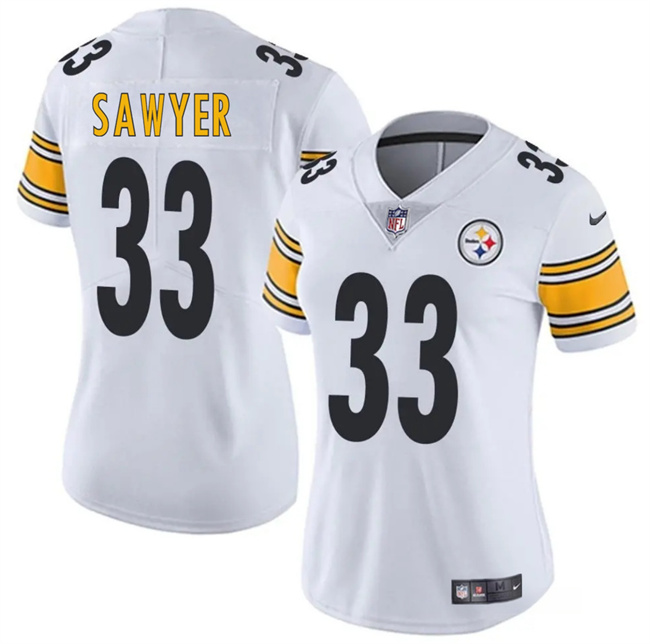 Women's Pittsburgh Steelers #33 Jack Sawyer White 2025 Draft Vapor Untouchable Limited Stitched Football Jersey