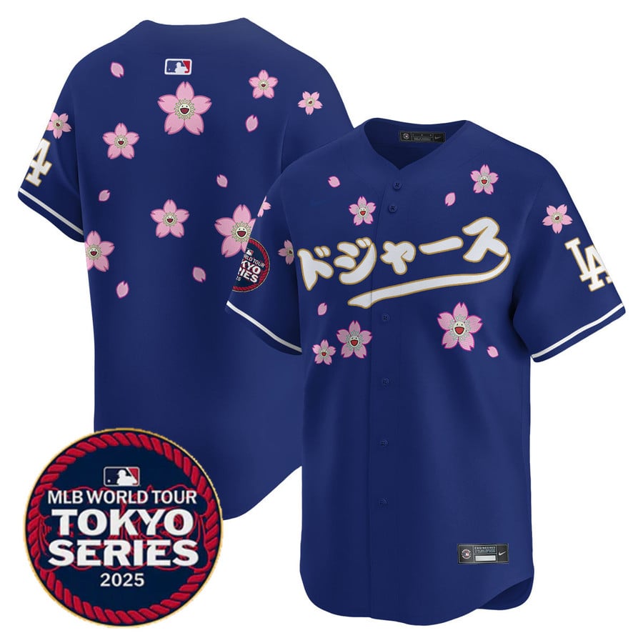 Men's ドジャース Blank Royal Tokyo Series 2025 Limited Stitched Jersey