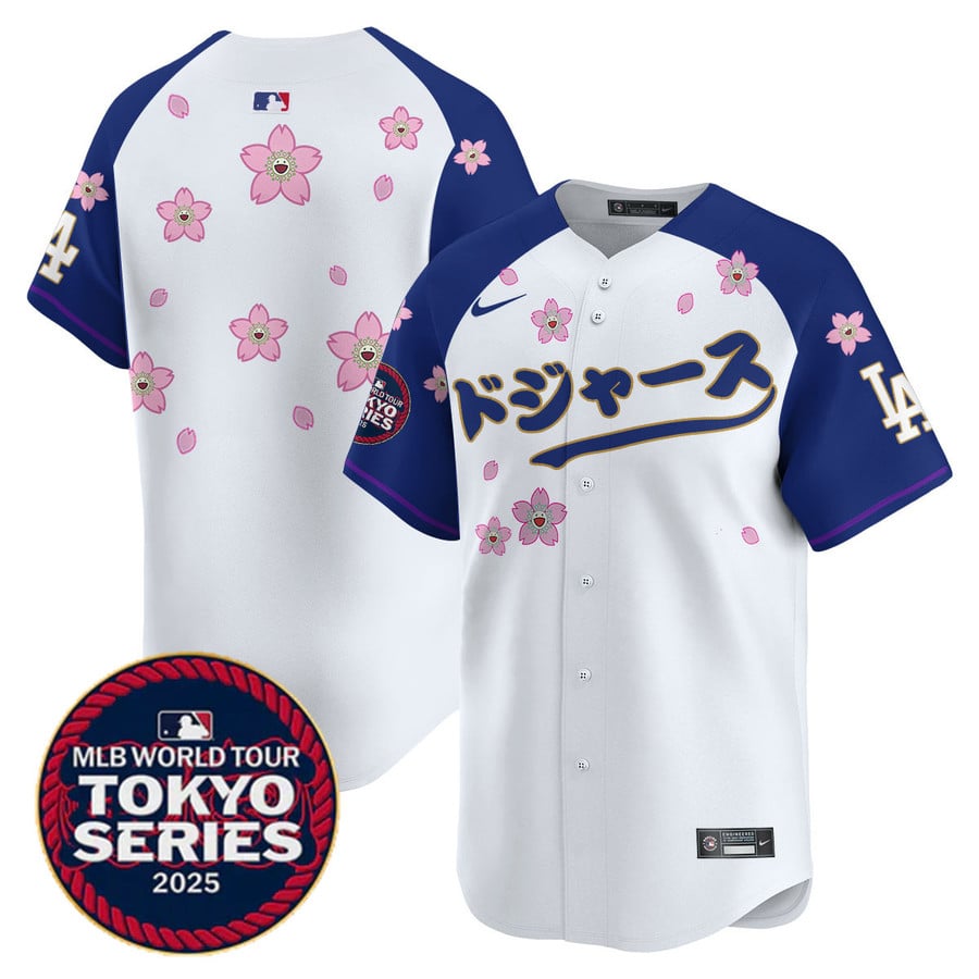 Men's ドジャース Blank White Alternate 2025 Tokyo Series Limited Stitched Jersey