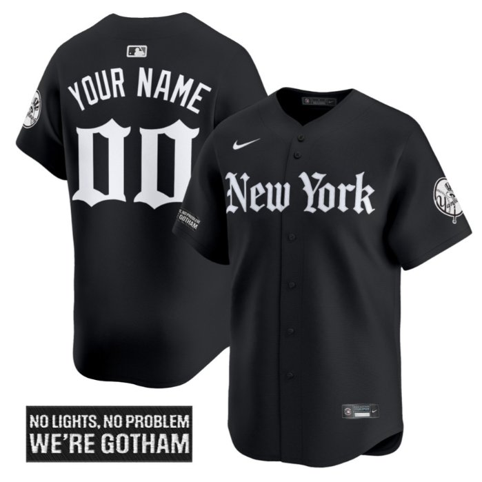 New York Yankees Custom Gothic Legacy Edition Vapor Premier Stitched Baseball Jersey Black