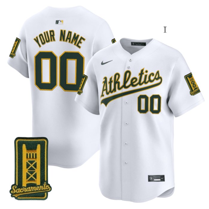 Athletics Sacramento Patch Custom Nike Home White Limited Stitched Baseball Jersey