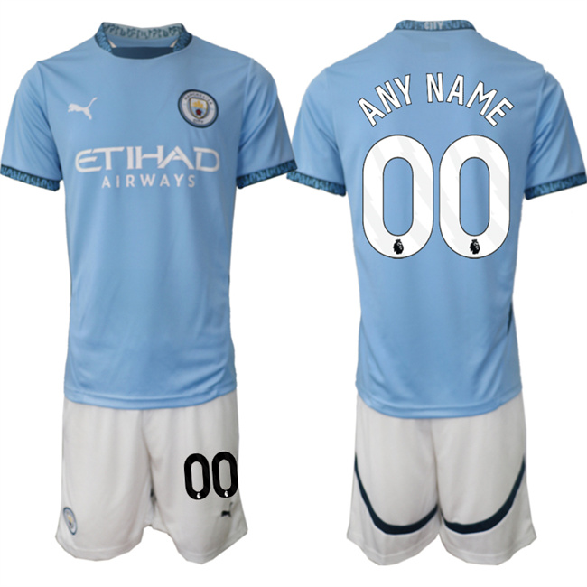 Men's Manchester City Custom 2024-25 Light Blue Home Soccer Jersey Suit Men's Manchester City Custom 2024-25 Light Blue Home Soccer Jersey Suit
