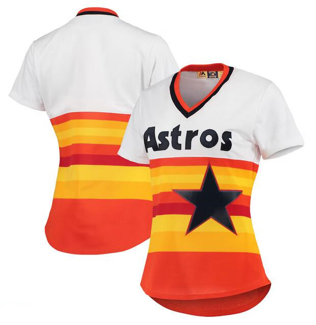 Women's Houston Astros Active Player Custom White Orange Stitched Baseball Jersey