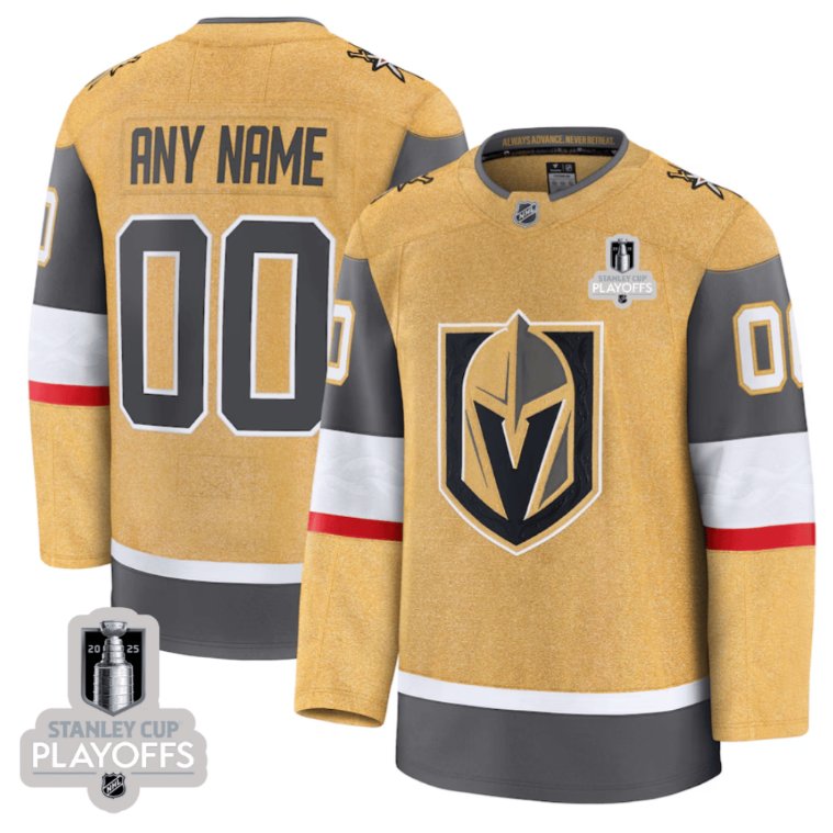 Vegas Golden Knights Custom 2025 NHL Playoffs Patch Home Gold Stitched Hockey Jersey