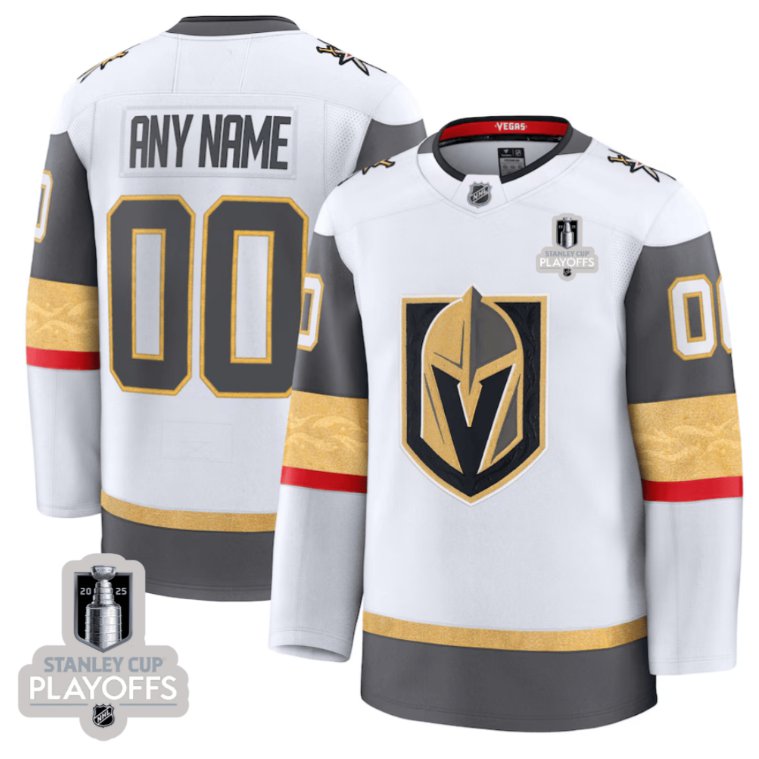 Vegas Golden Knights Custom 2025 NHL Playoffs Patch Away White Stitched Hockey Jersey