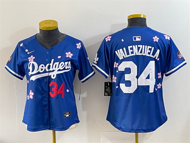 Women's Los Angeles Dodgers #34 Fernando Valenzuela Royal 2025 Tokyo Series Limited Stitched Baseball Jersey