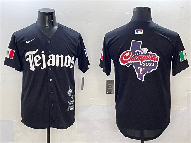 Men's Texas Rangers Team Big Logo Black Mexico 2025 Vapor Premier Limited Stitched MLB Jersey