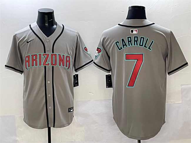 Men's Arizona D-Backs #7 Corbin Carroll Gray Limited Stitched Baseball Jersey
