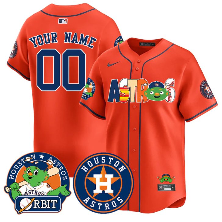 Houston Astros Orbit Nike Orange Limited Custom Stitched Baseball Jersey