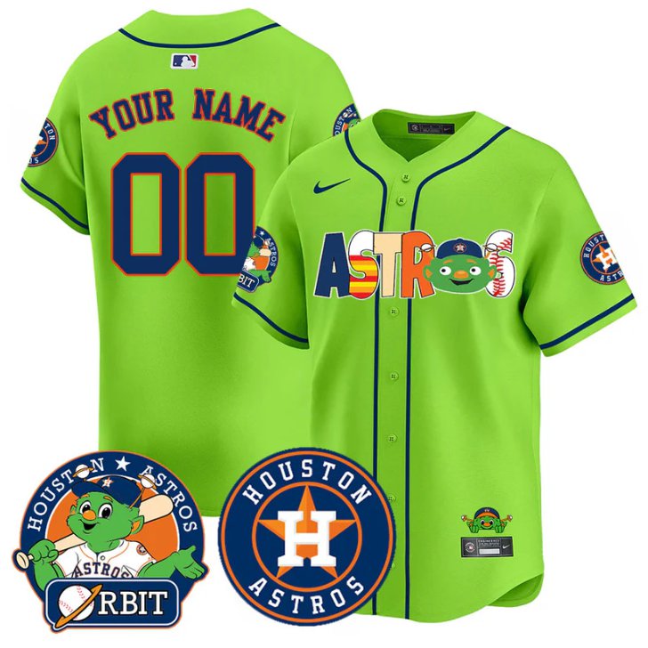 Houston Astros Orbit Nike Green Limited Custom Stitched Baseball Jersey