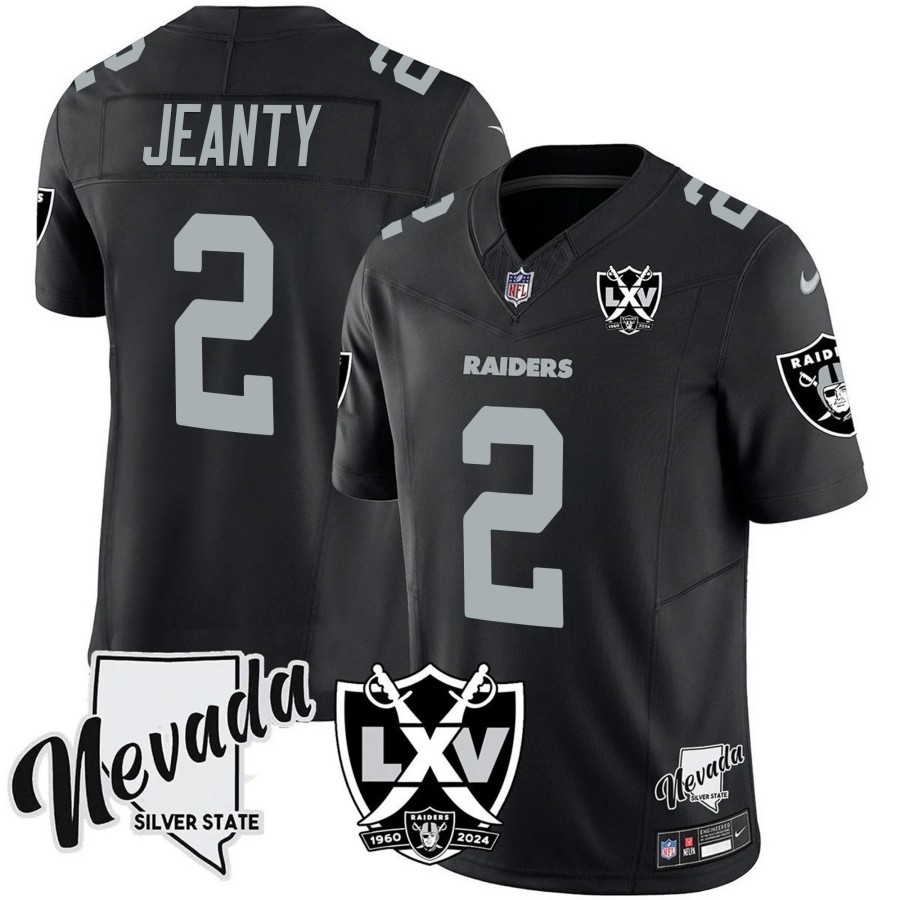 Men's Las Vegas Raiders #2 Asthon Jeanty 2025 Draft 65th Anniversary F.U.S.E. Vapor Limited Stitched Football Jersey Black