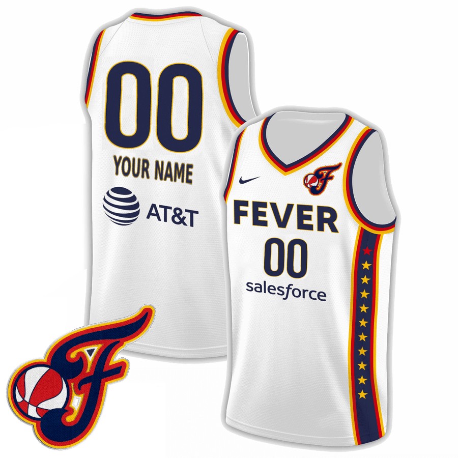 Indiana Fever Logo Patch Custom Unisex 2025 Nike White Stitched WNBA Basketball Jersey