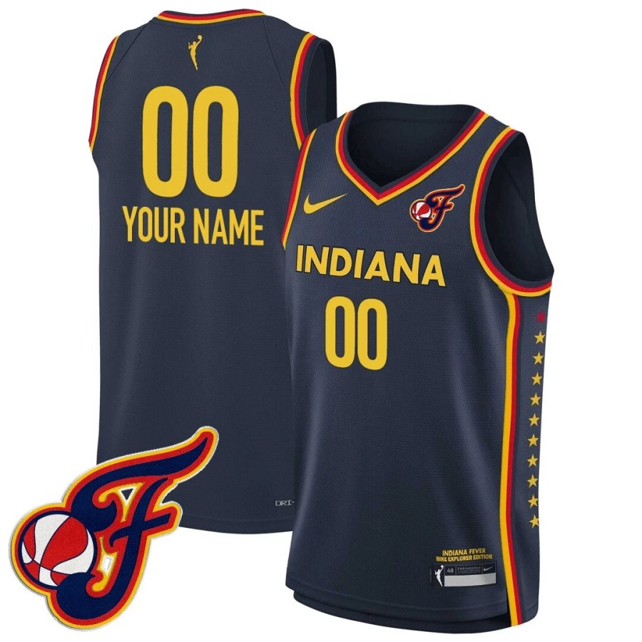 Indiana Fever Logo Patch Custom Unisex 2025 Nike Rebel Edition Victory Navy Stitched WNBA Basketball Jersey