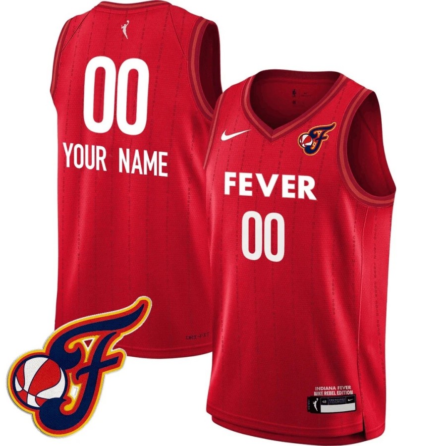 Indiana Fever Logo Patch Custom Unisex 2025 Nike Rebel Edition Red Stitched WNBA Basketball Jersey