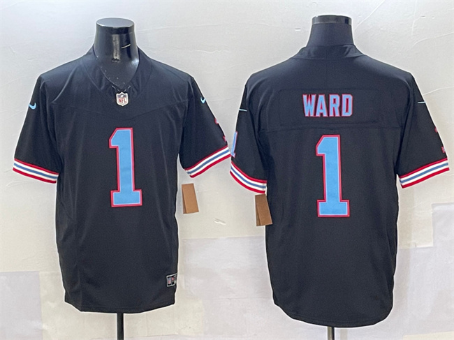Men's Tennessee Titans #1 Cameron Ward Black 2025 Draft F.U.S.E. Vapor Limited Stitched Football Jersey