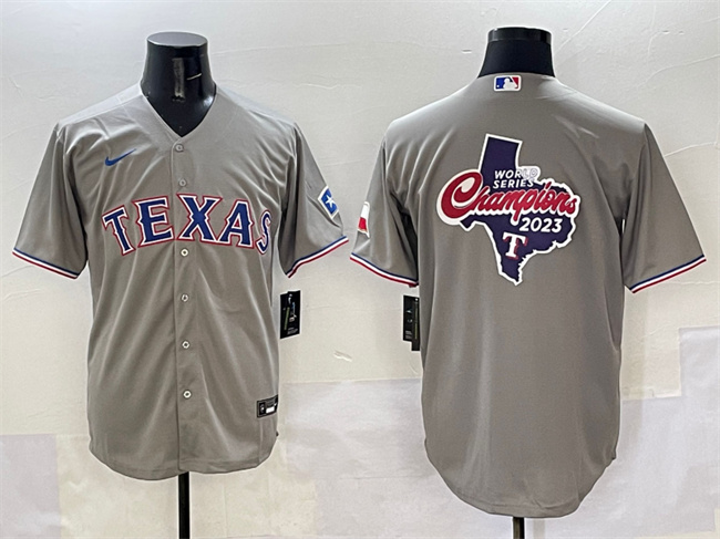 Men's Texas Rangers Team Big Logo Grey With Patch Cool Base Stitched Baseball Jerseys