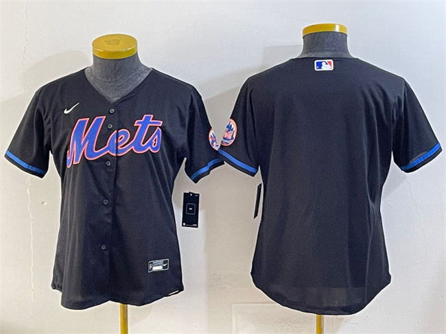 Youth New York Mets Blank Black Cool Base Stitched Baseball Jersey