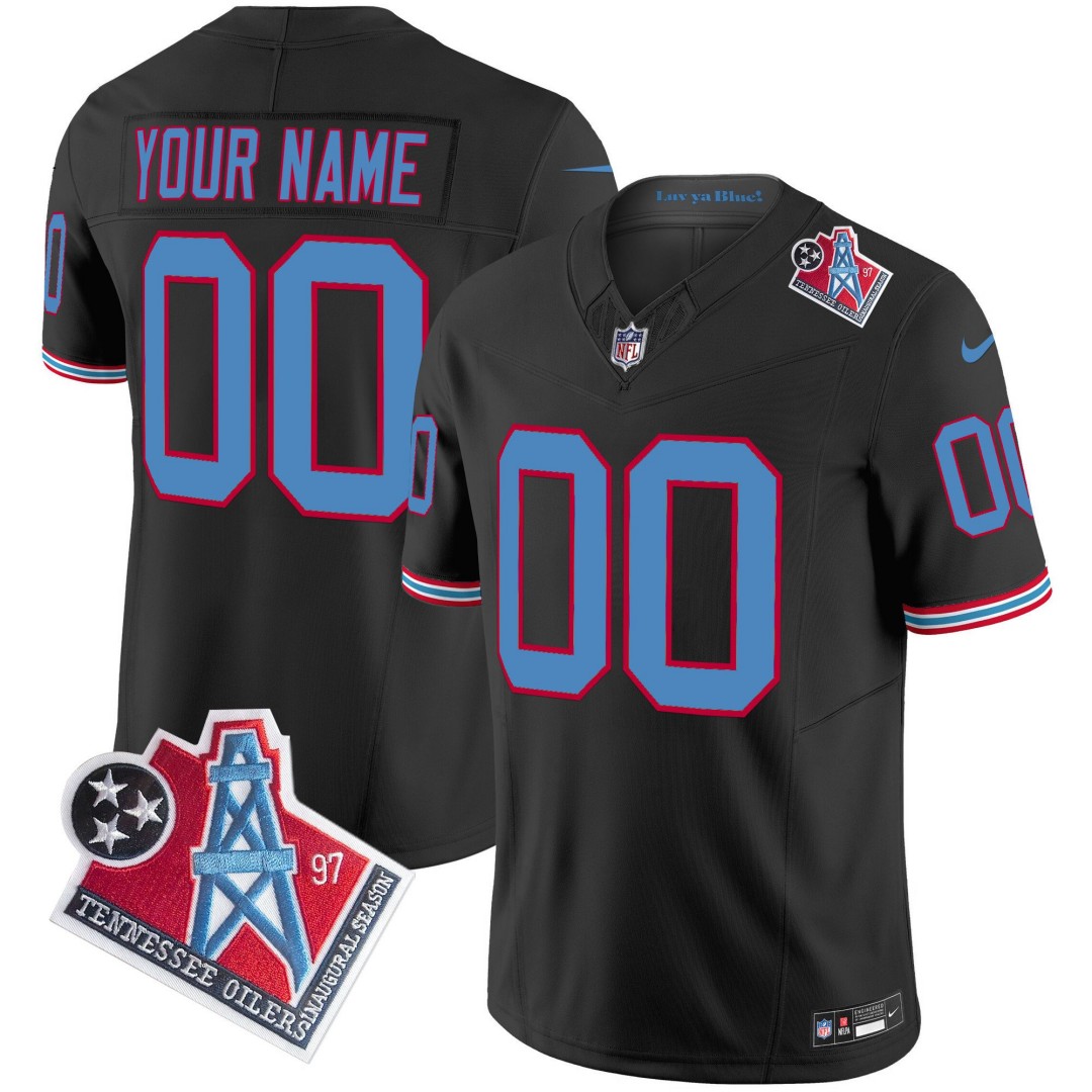 Titans Tennessee 1997 Throwback Patch Vapor Limited Custom Stitched Football Jersey Black